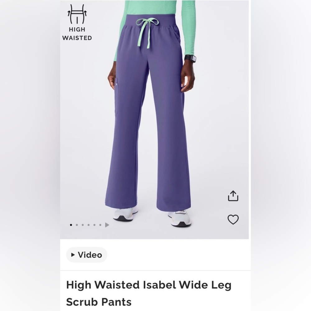 Figs Isabel High Waisted Wide Leg Scrub Pants in Wayfarer size M